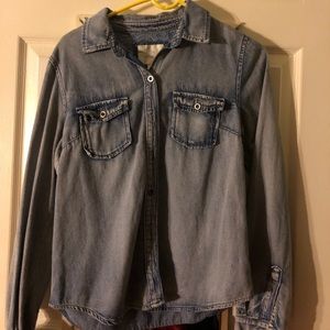 Denim button down top